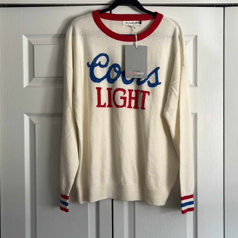 Coors Light cashmere & wool blend sweater M new cream